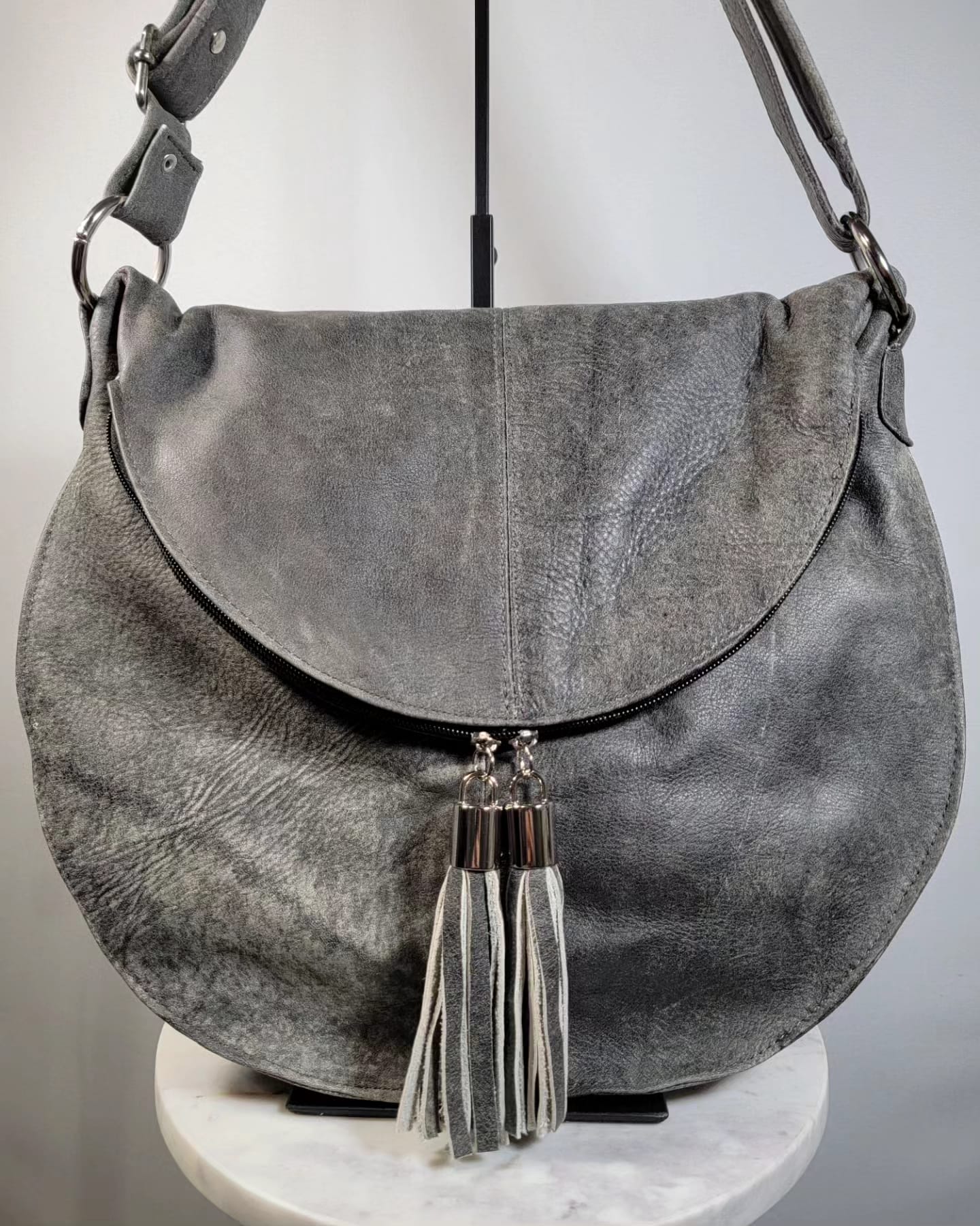 Sheepskin Leather Hightop Hobo Shoulder Bag