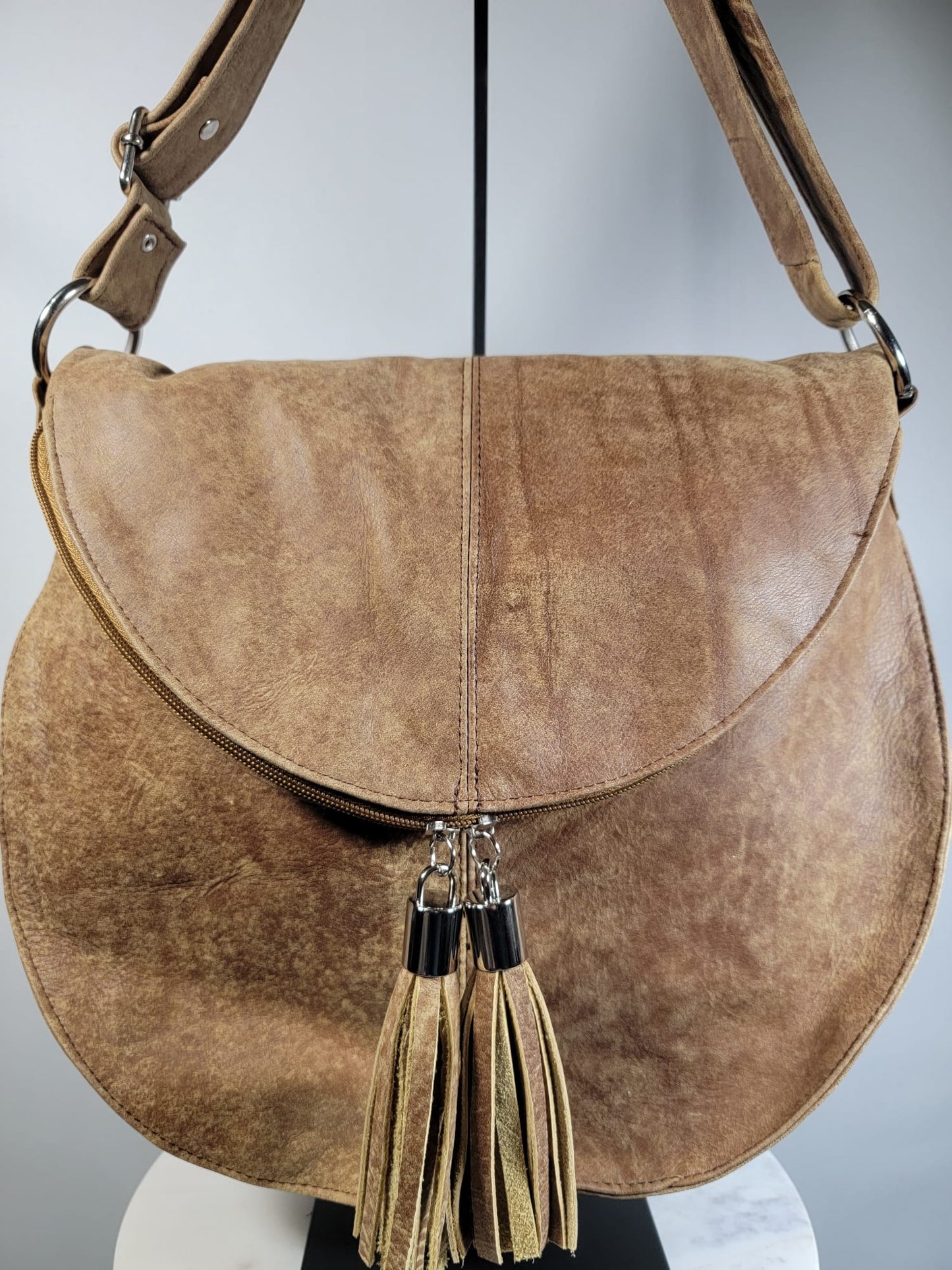 Sheepskin Leather Hightop Hobo Shoulder Bag