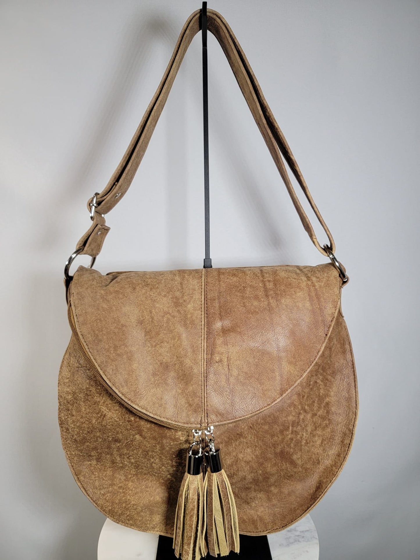 Sheepskin Leather Hightop Hobo Shoulder Bag