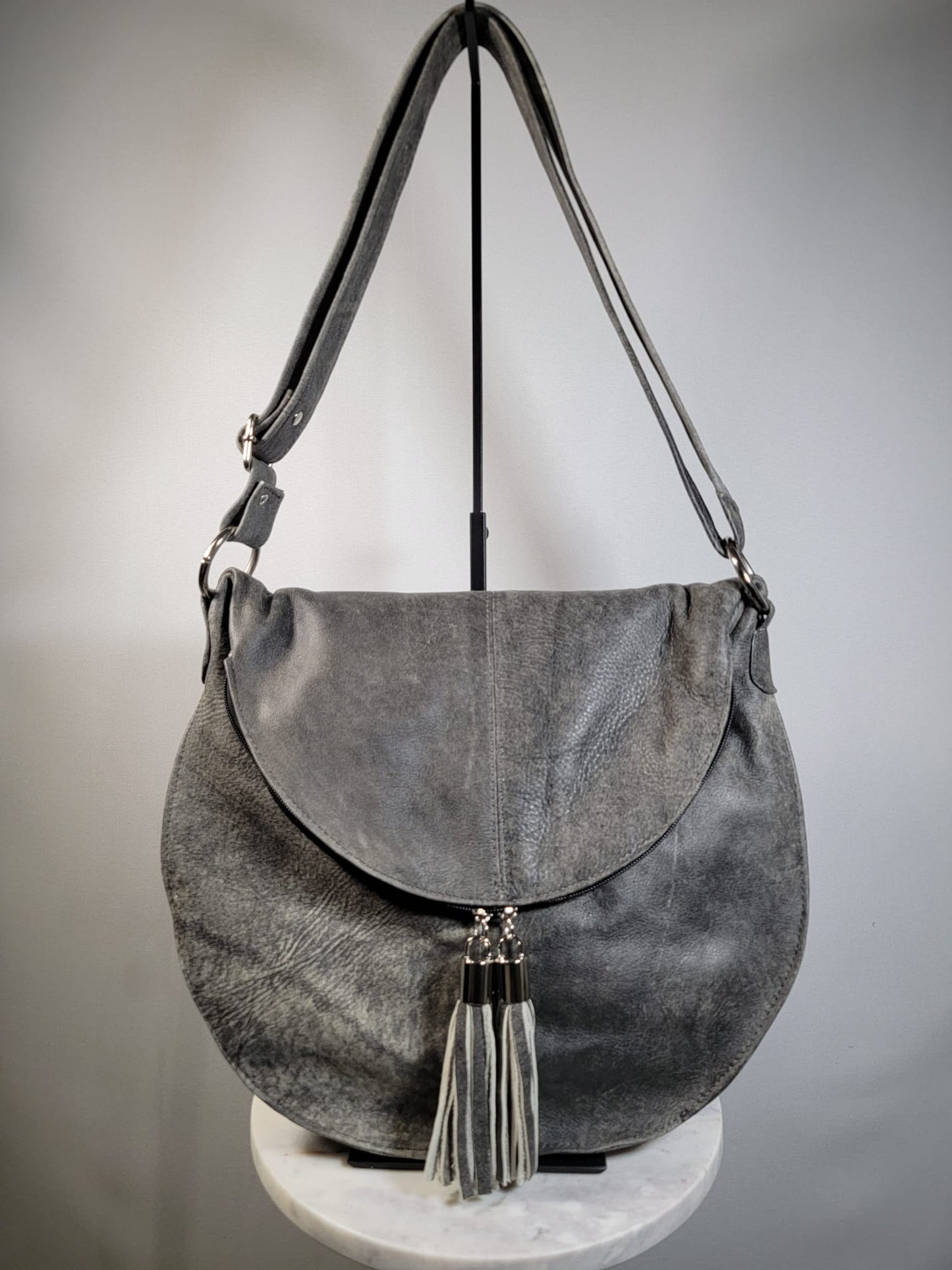 Sheepskin Leather Hightop Hobo Shoulder Bag