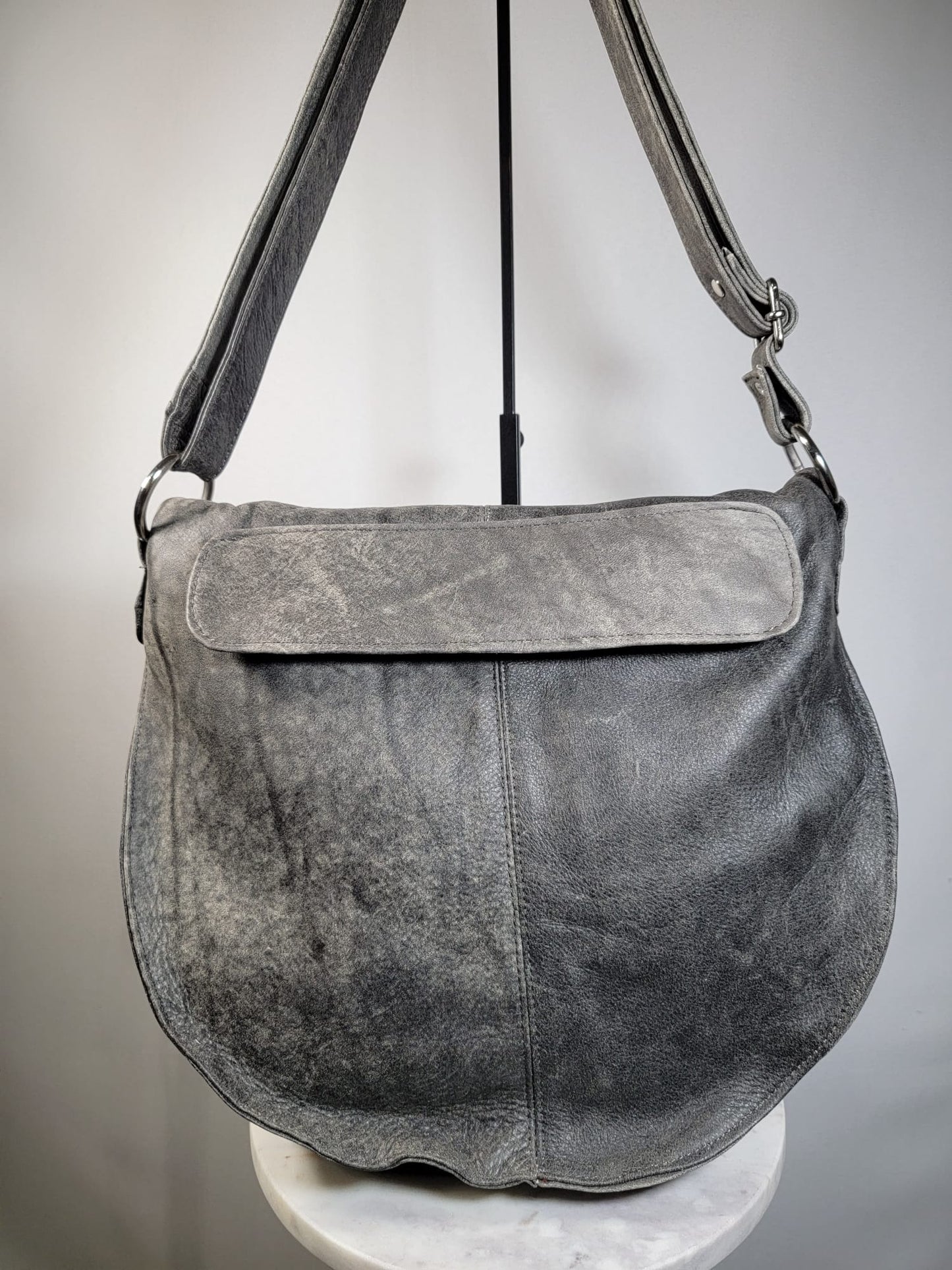 Sheepskin Leather Hightop Hobo Shoulder Bag