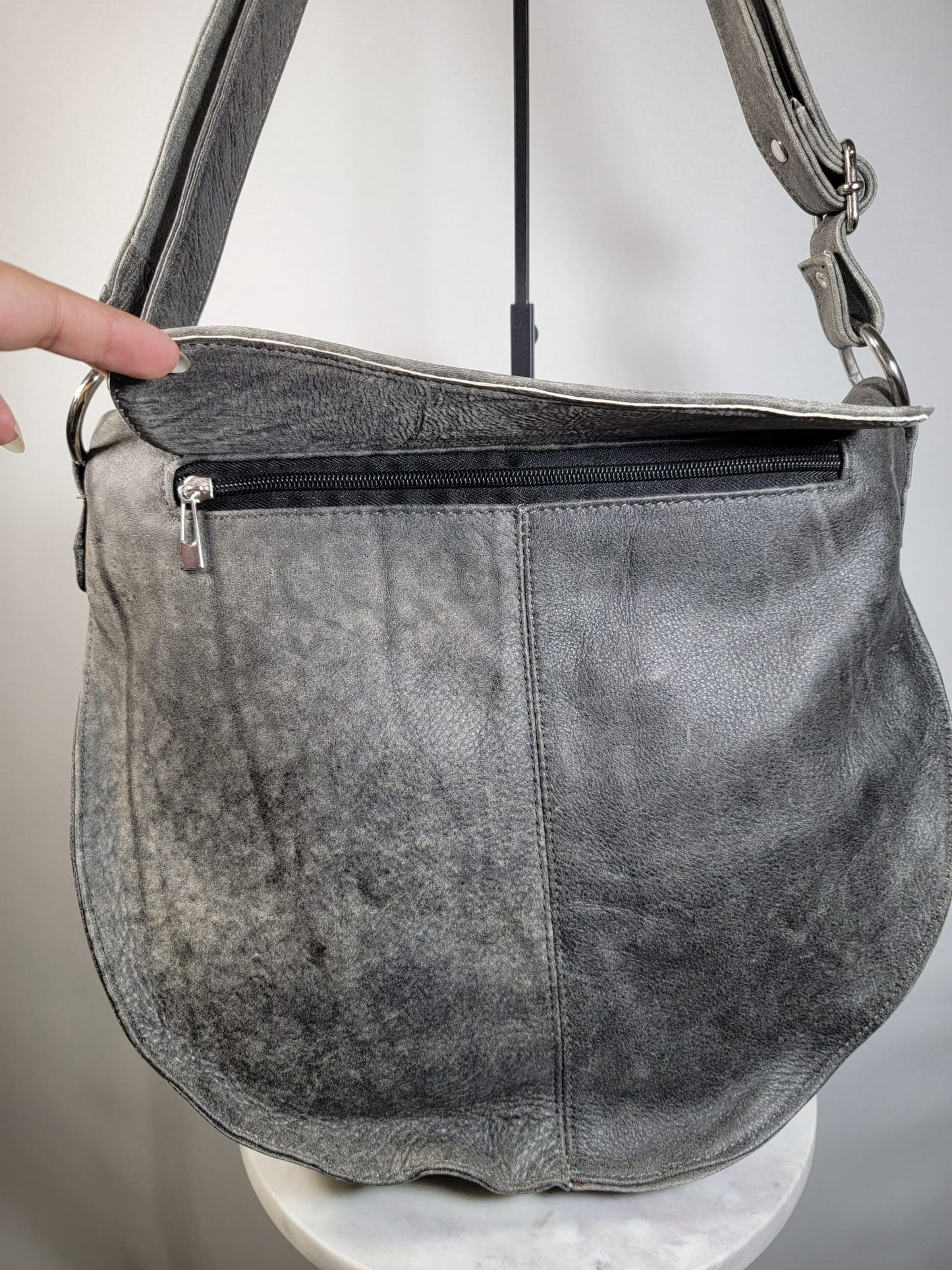 Sheepskin Leather Hightop Hobo Shoulder Bag