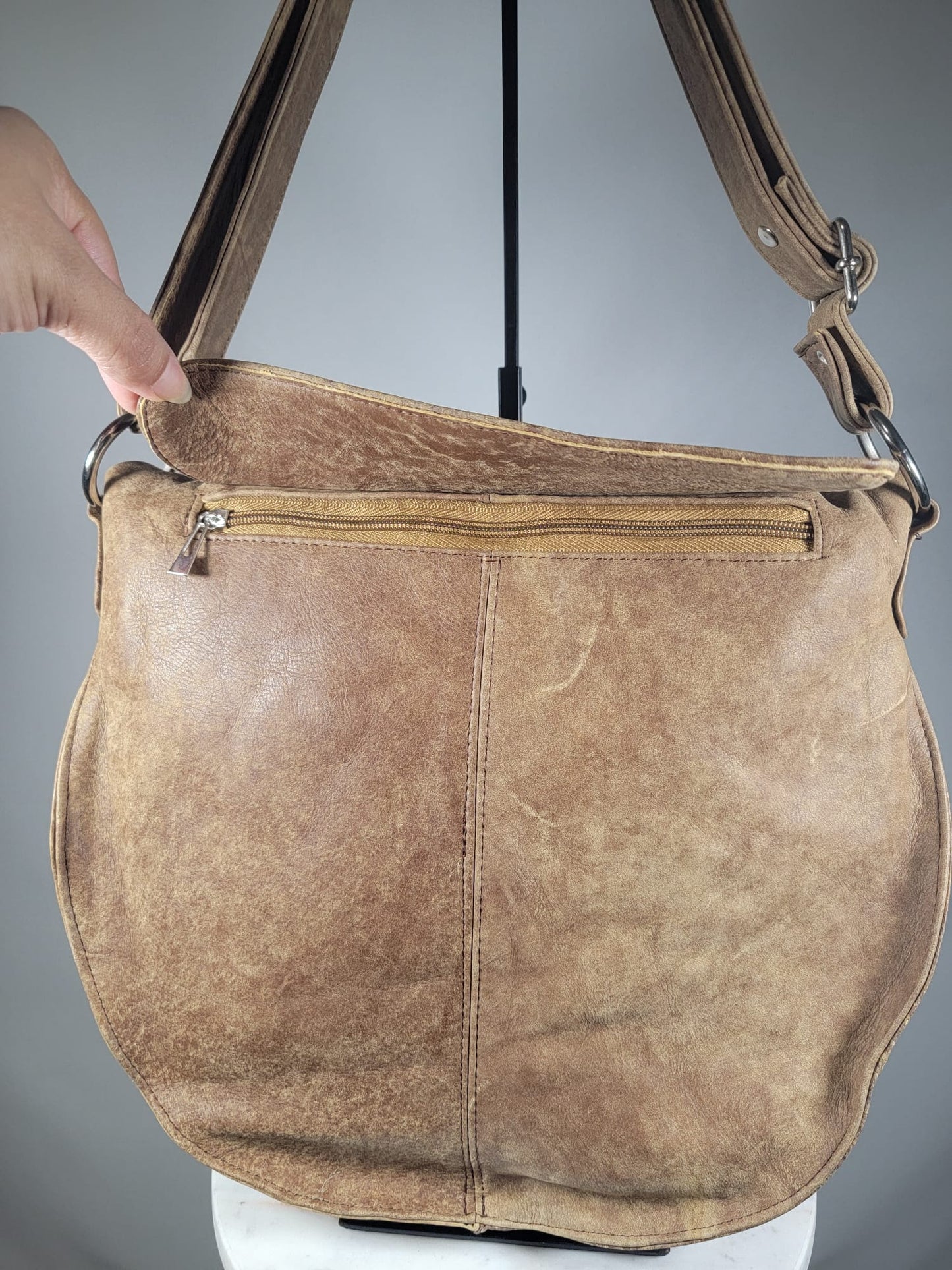 Sheepskin Leather Hightop Hobo Shoulder Bag