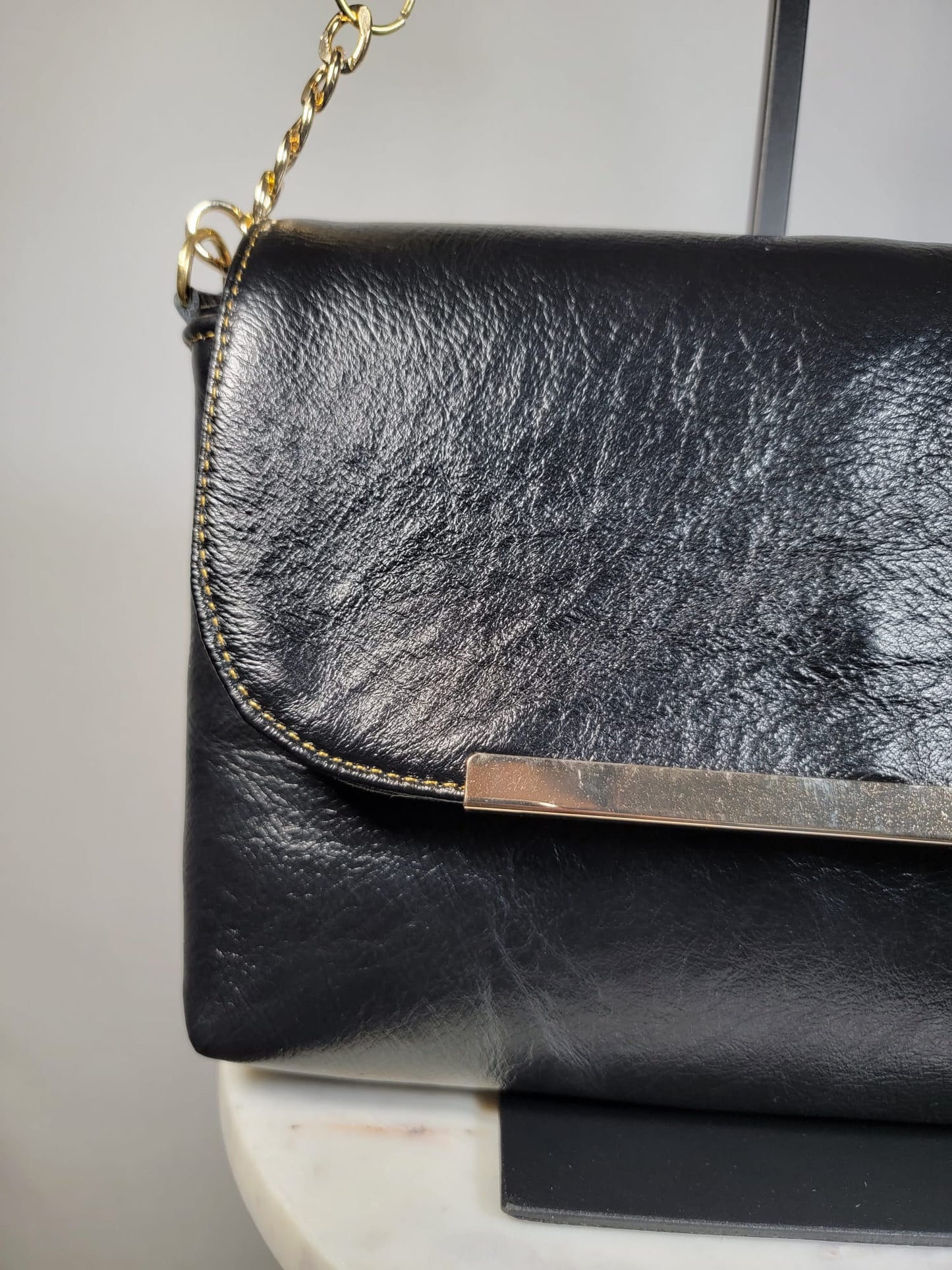 Sheepskin Leather Chain Crossbody Bag