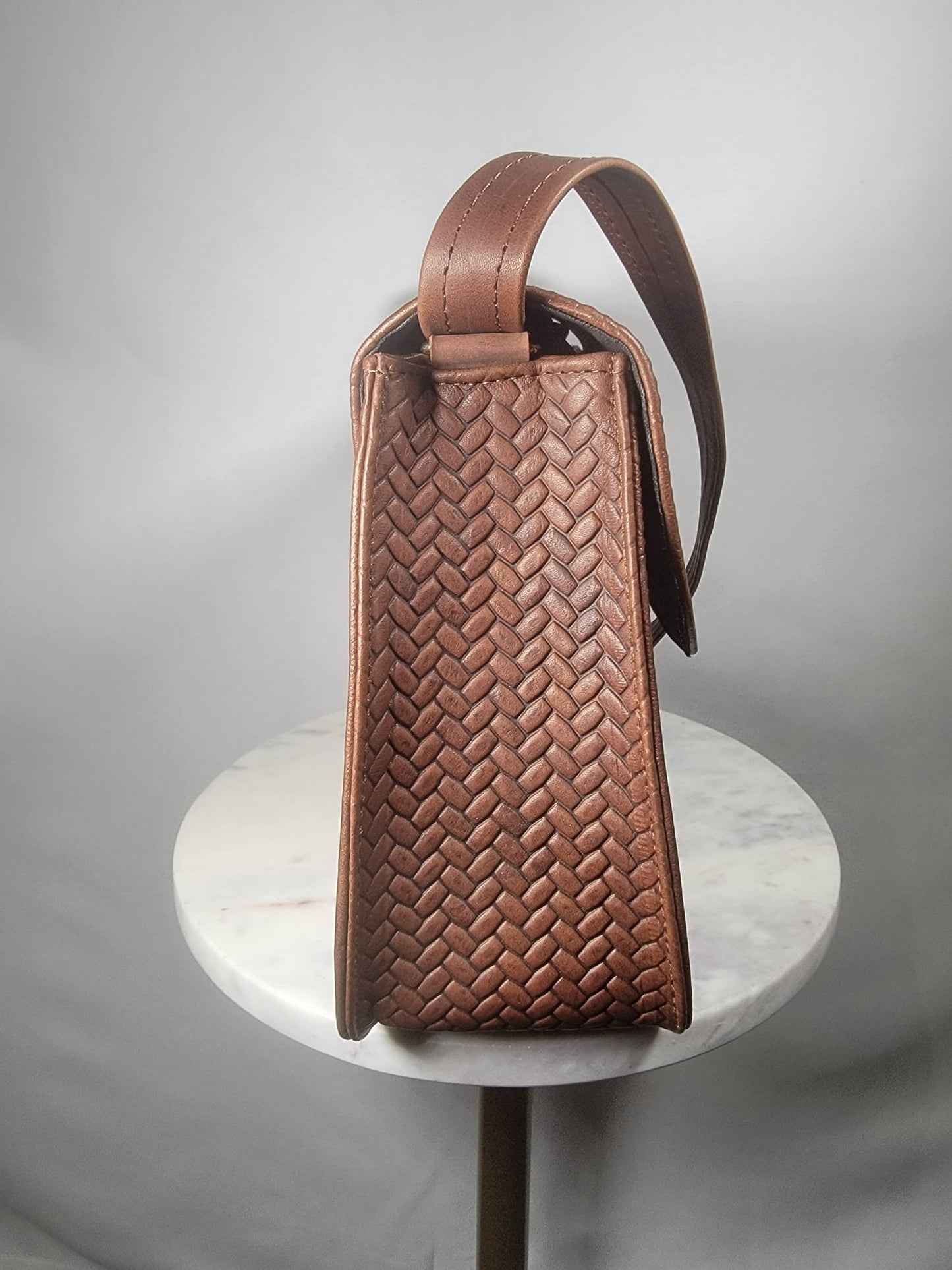 Small Embossed Leather Bandolera Crossbody Bag