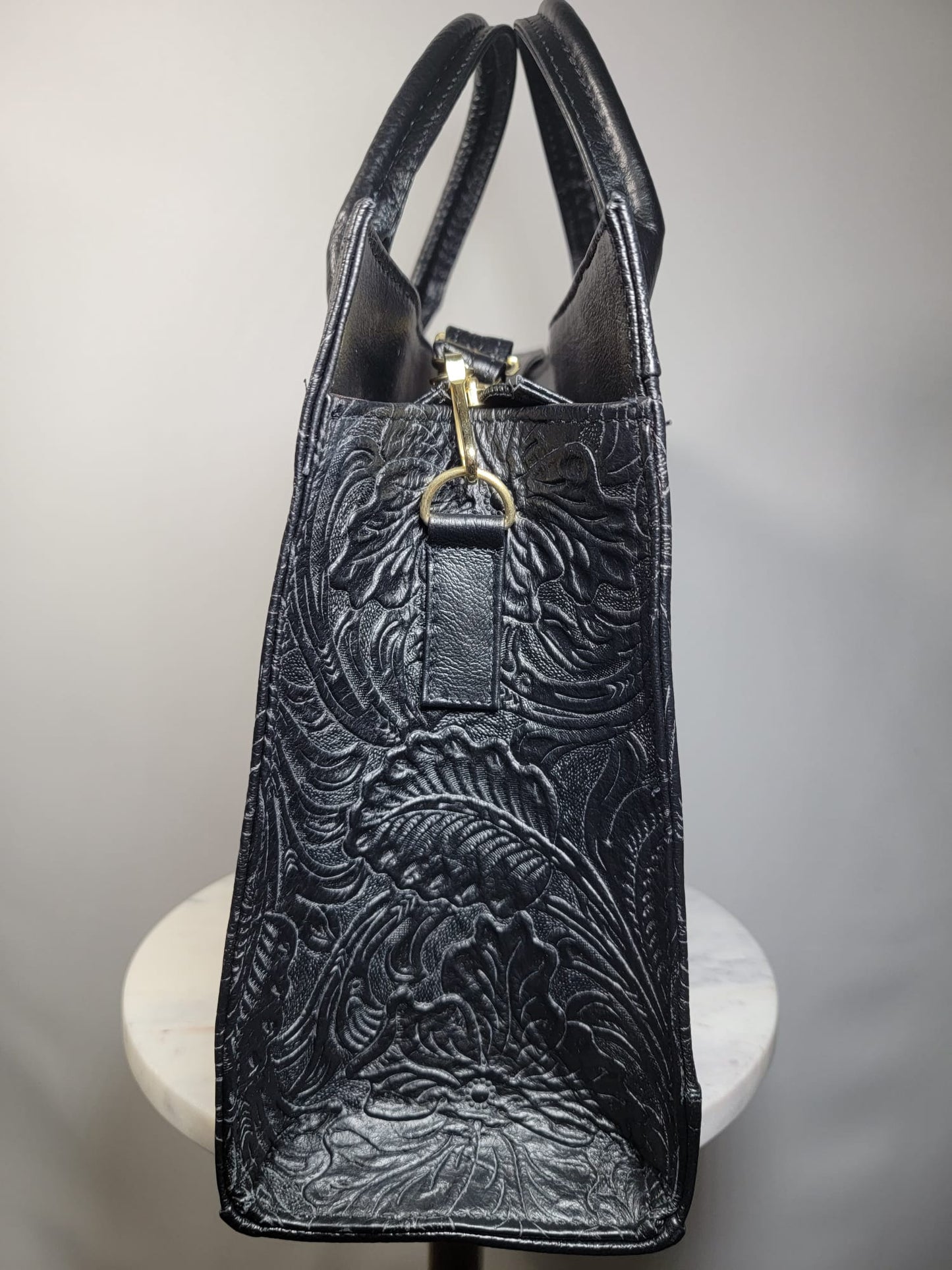 Embossed Leather Convertible Tote