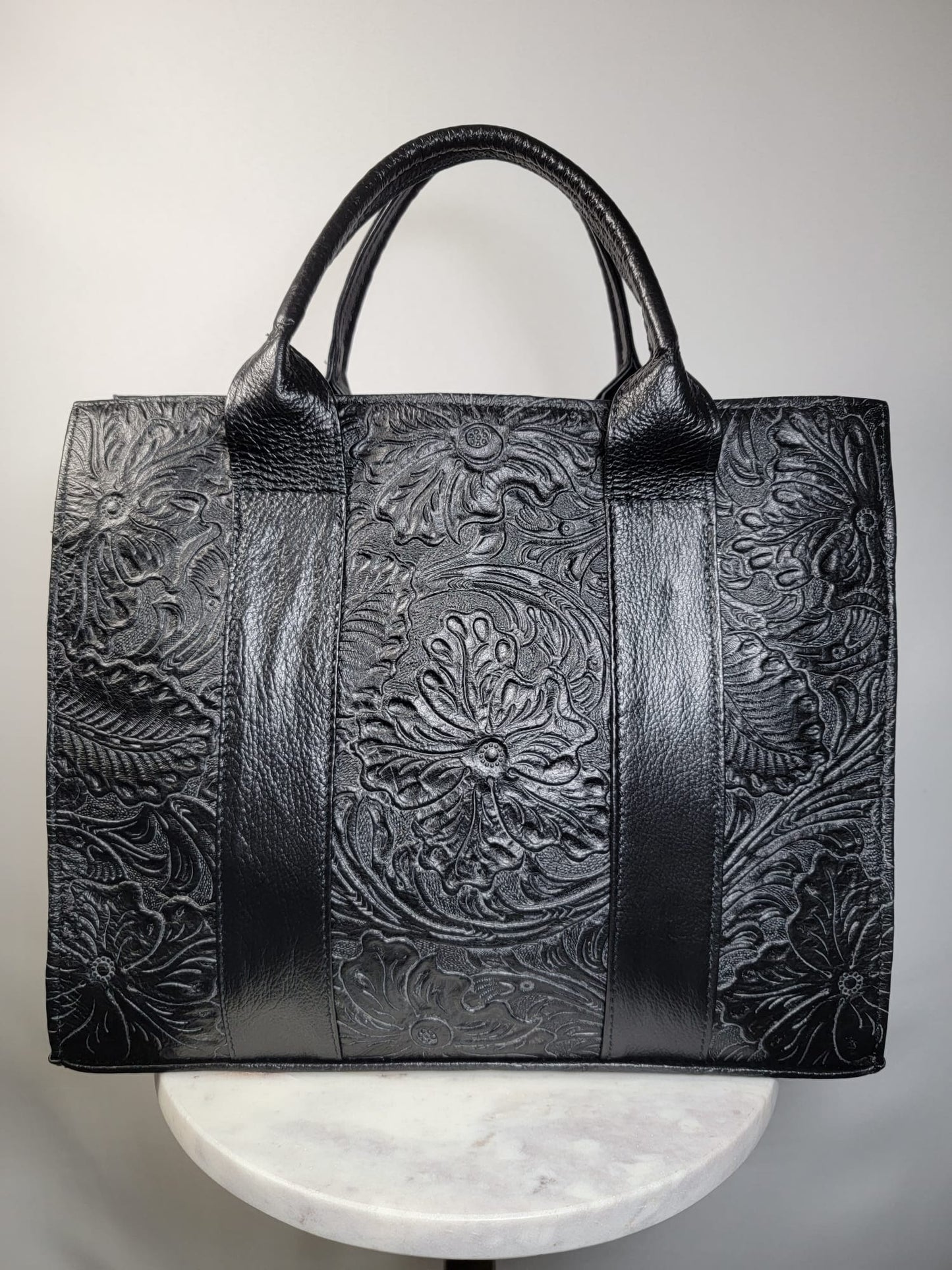 Embossed Leather Convertible Tote