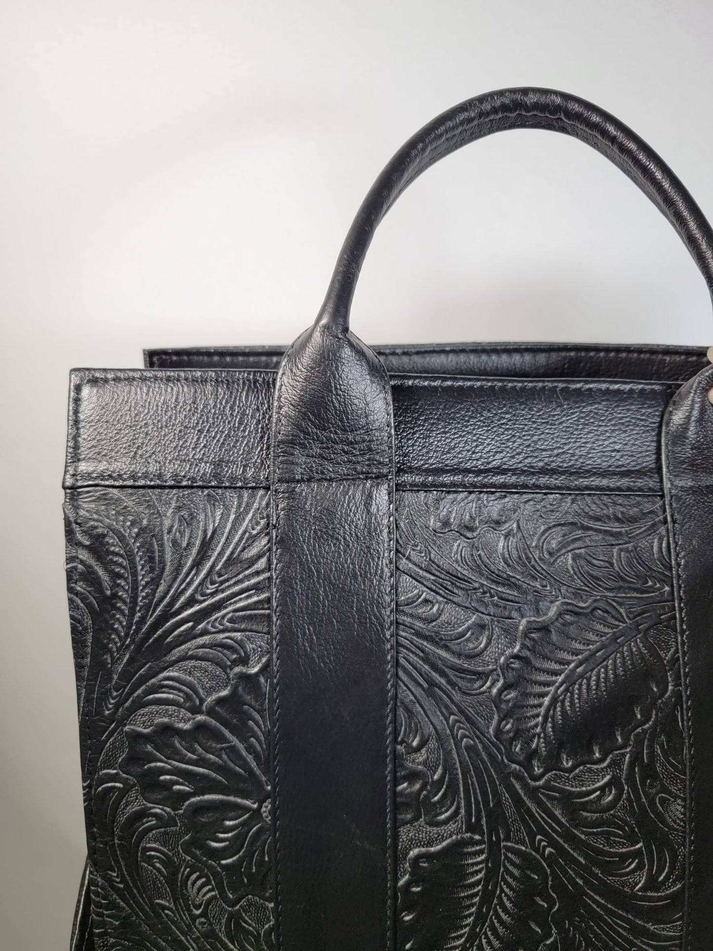 Embossed Leather Convertible Tote