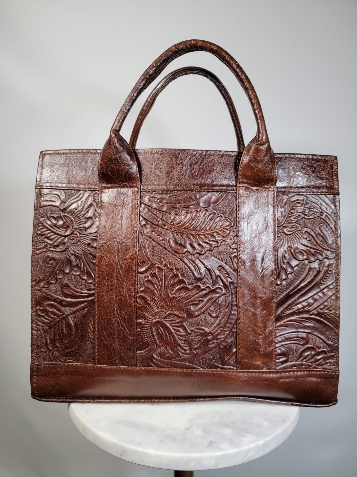 Embossed Leather Convertible Tote