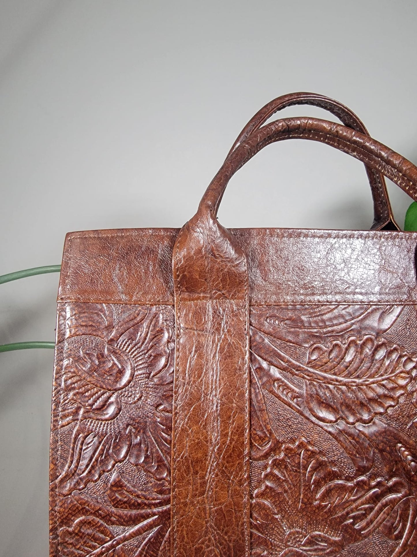 Embossed Leather Convertible Tote