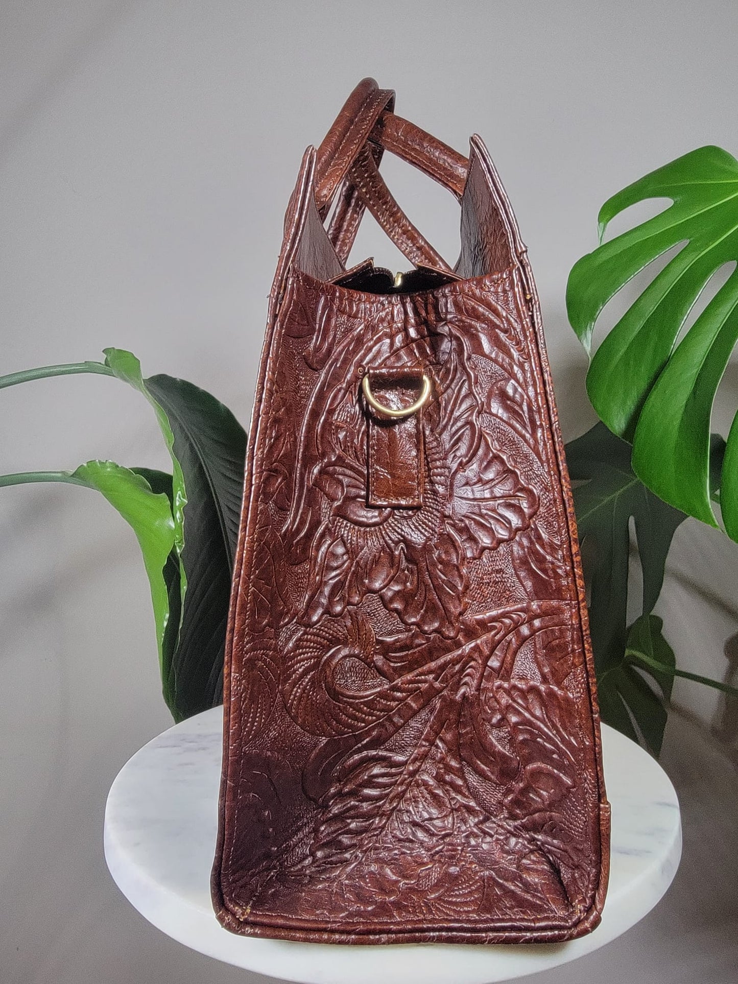 Embossed Leather Convertible Tote