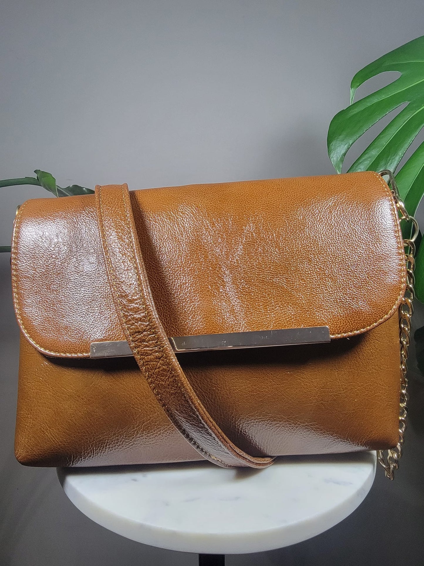 Sheepskin Leather Chain Crossbody Bag