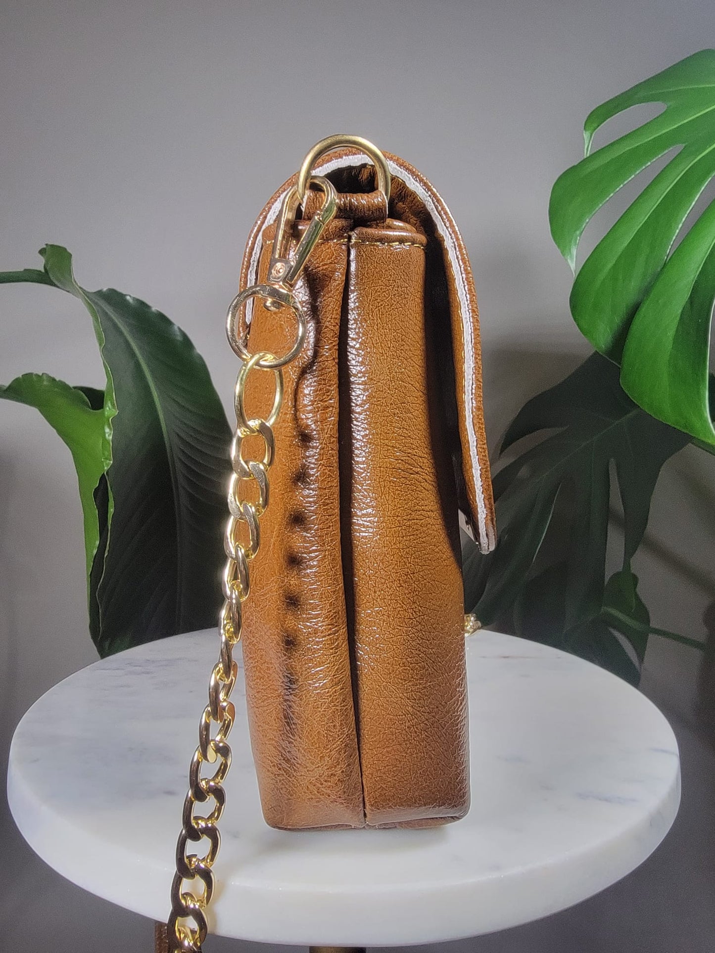 Sheepskin Leather Chain Crossbody Bag