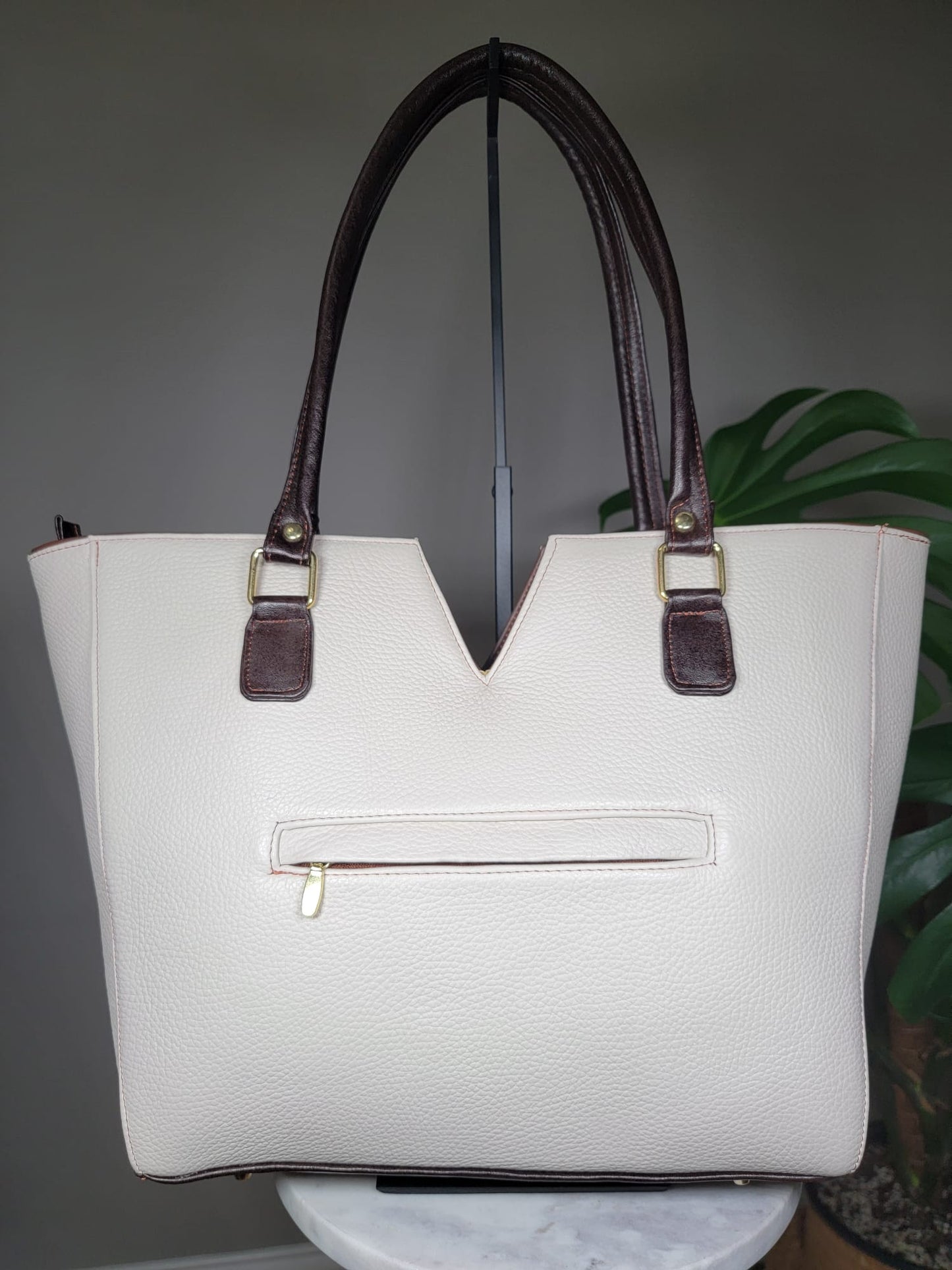 Embossed Leather V Exotic Tote