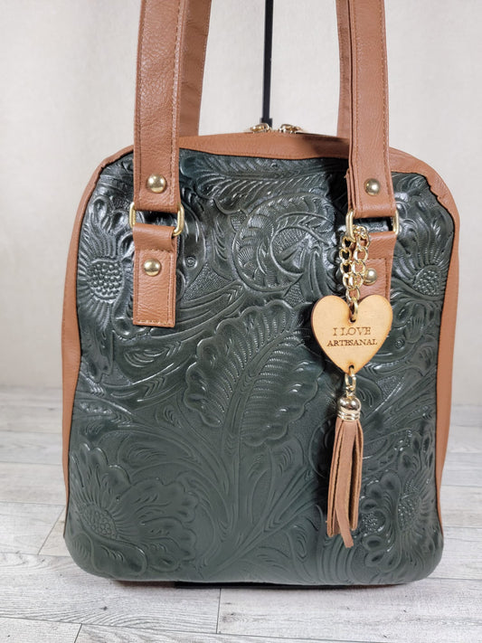 Embossed Leather Convertible Shoulder bag