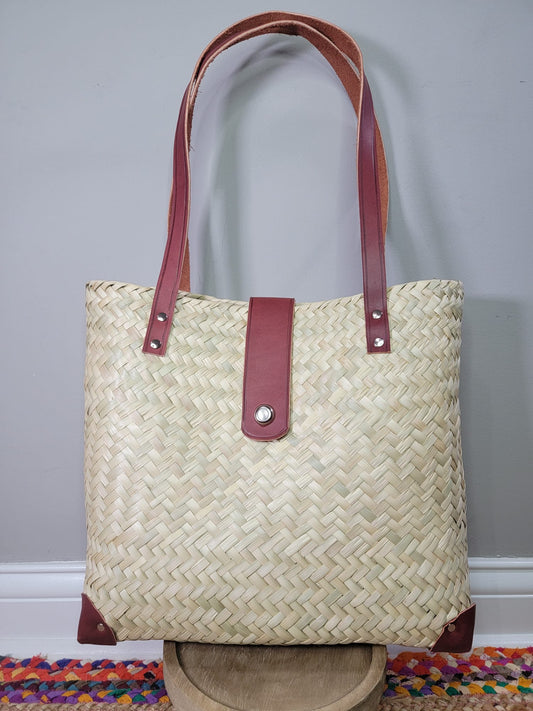 Mariela Palm Leaf Shoulder Bag Basket