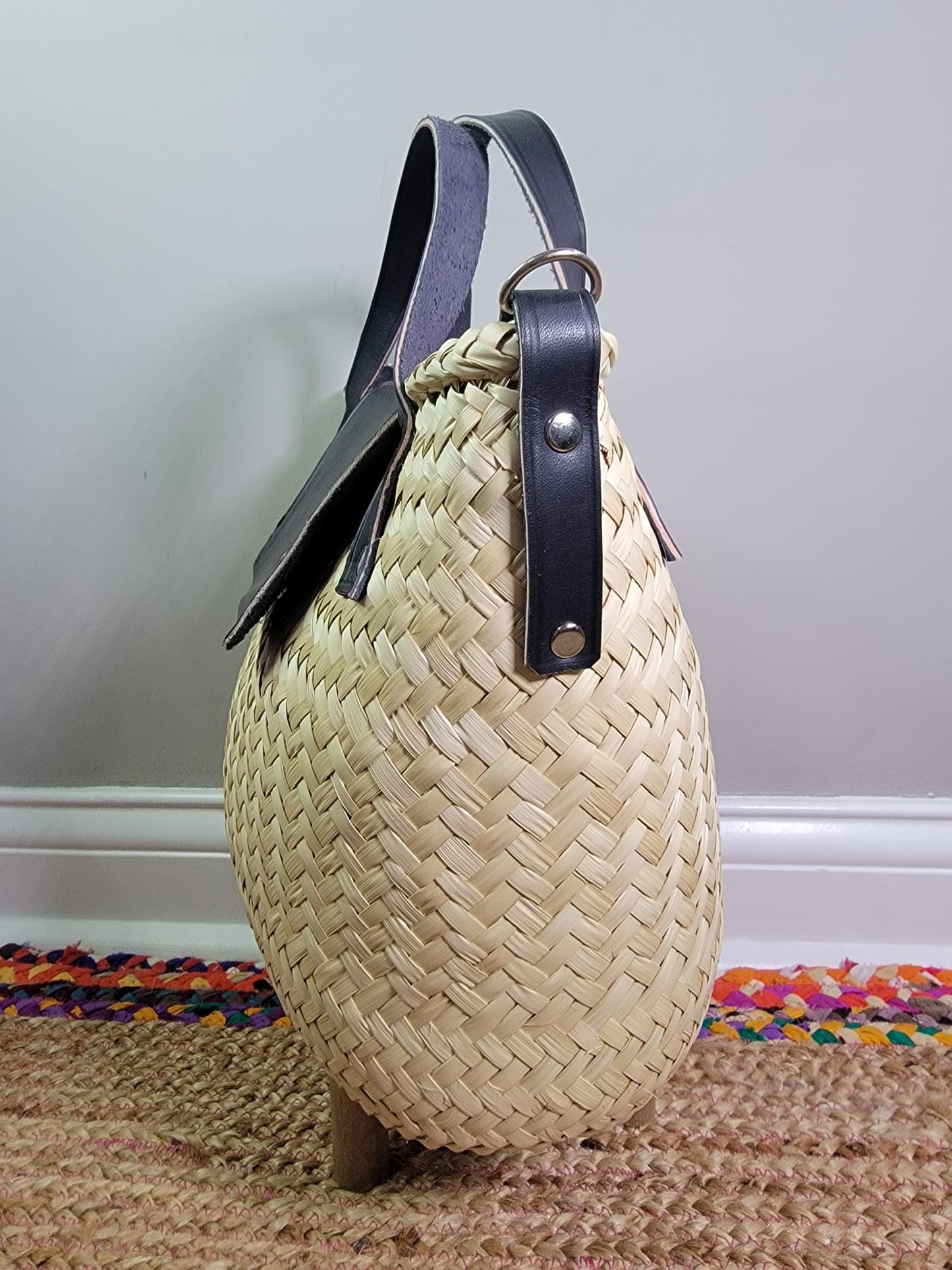 Lina Palm Leaf Convertible Crossbody Basket