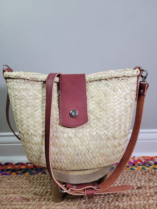 Danna Palm Leaf Crossbody Basket