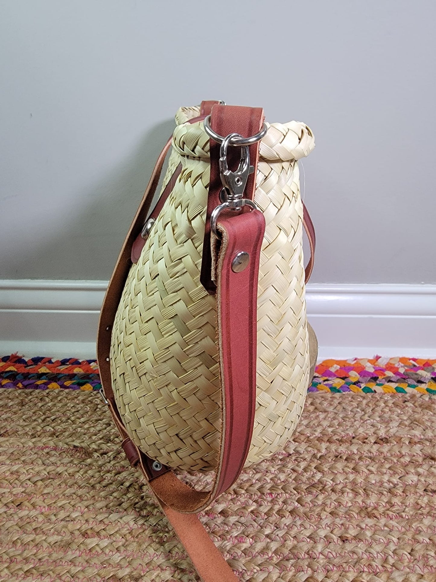 Danna Palm Leaf Crossbody Basket